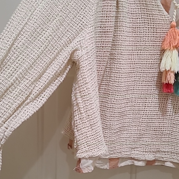 Zara Blouse With Striped Lining and Tassels Size XL - Picture 3 of 7